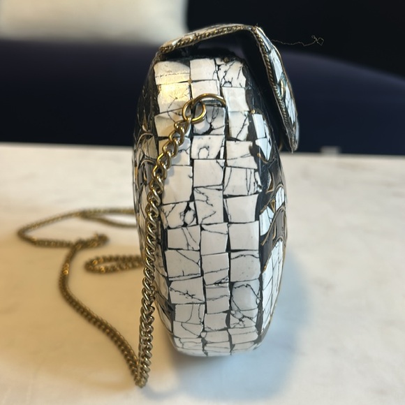 St Xavier Mosaic Art Deco handbag with drop chain shoulder strap - Picture 5 of 8